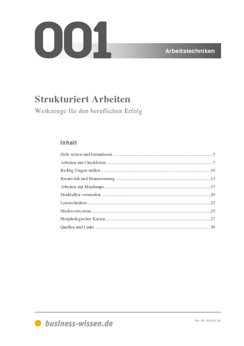 Strukturiertes Arbeiten – Management-Handbuch – business-wissen.de