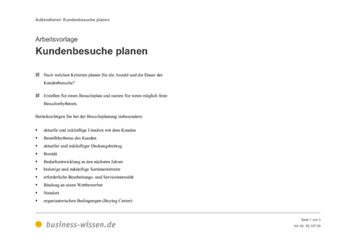 Kundenbesuch checkliste