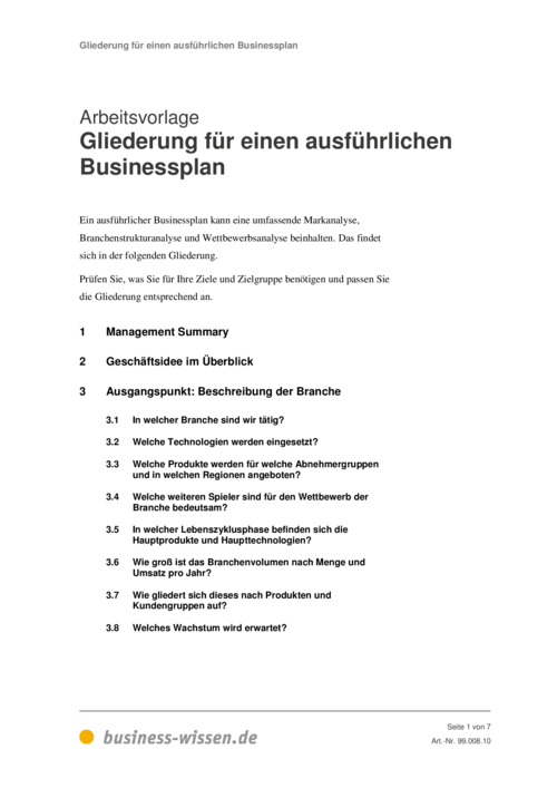 business plan template deutsch