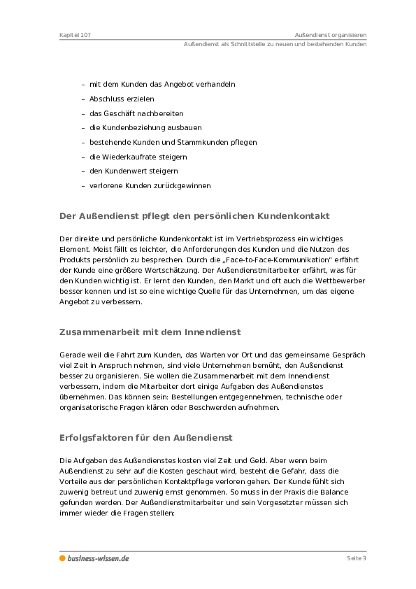 Außendienst organisieren - Management-Handbuch - business ...