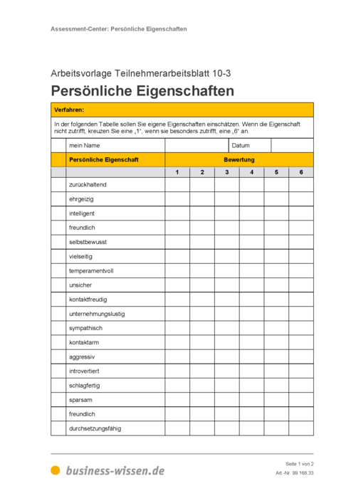 Persönliche Eigenschaften Persönliche Eigenschaften
