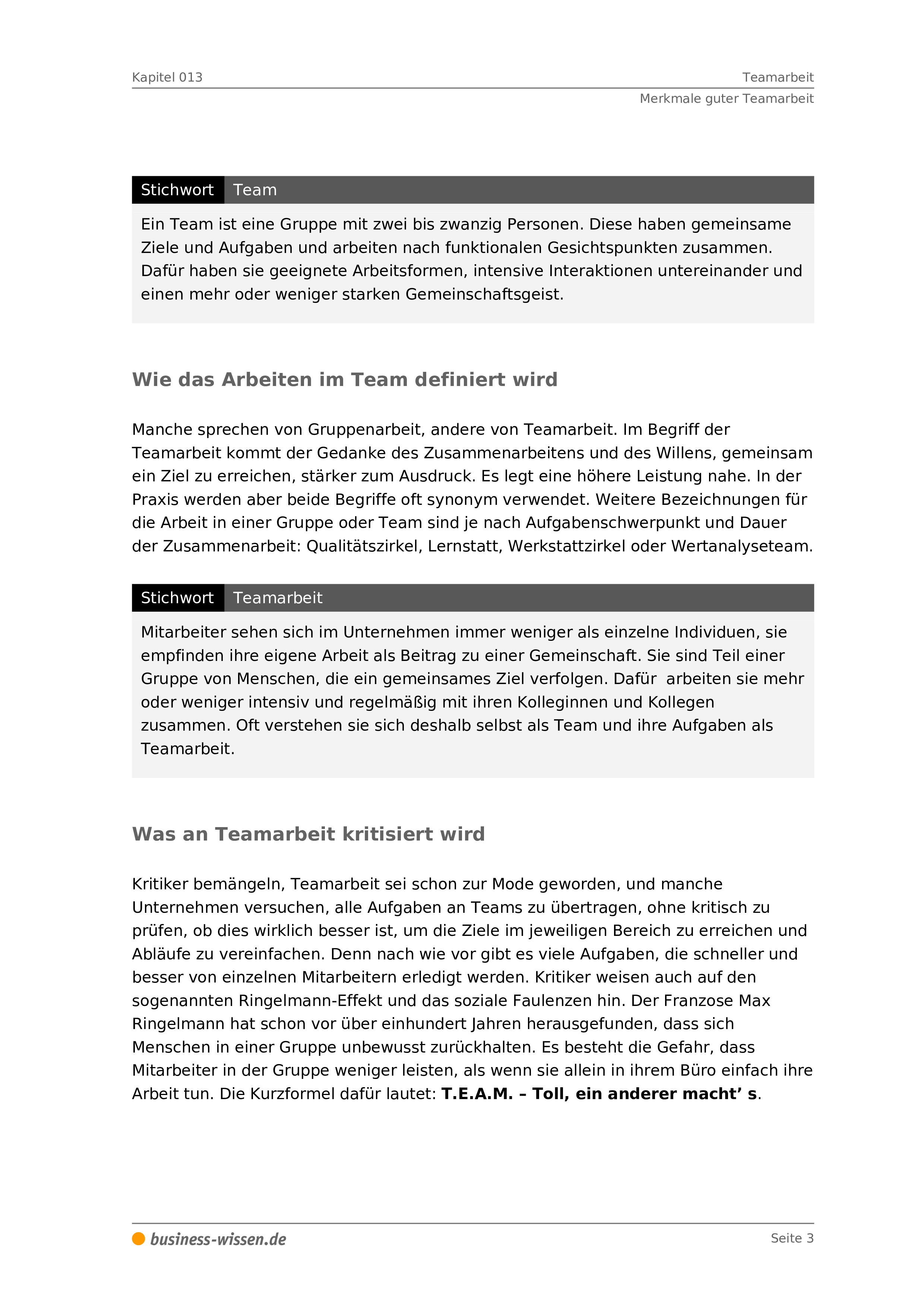 Teamarbeit Management Handbuch Business Wissen De