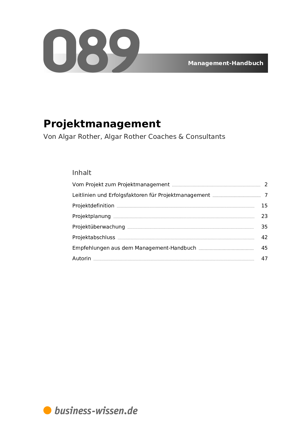 Projektmanagement – Management-Handbuch – business-wissen.de