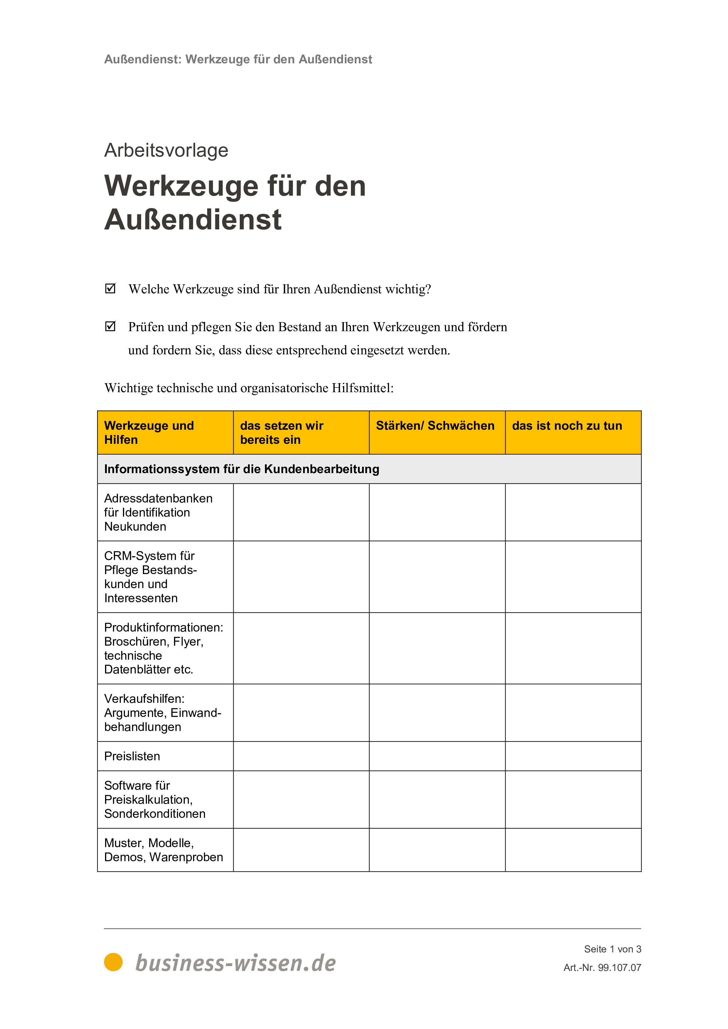 Aussendienst Organisieren Management Handbuch Business Wissen De