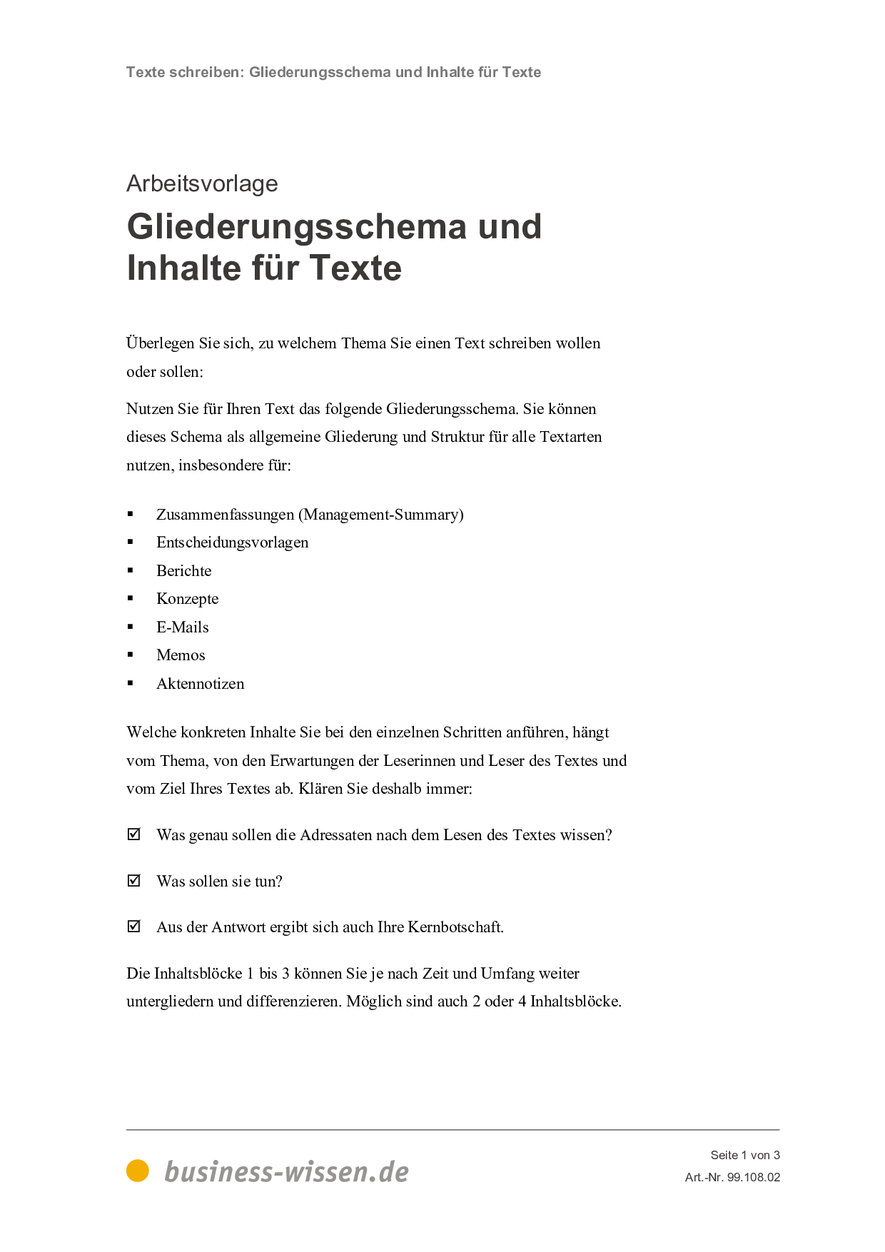 Texte Schreiben Management Handbuch Business Wissen De
