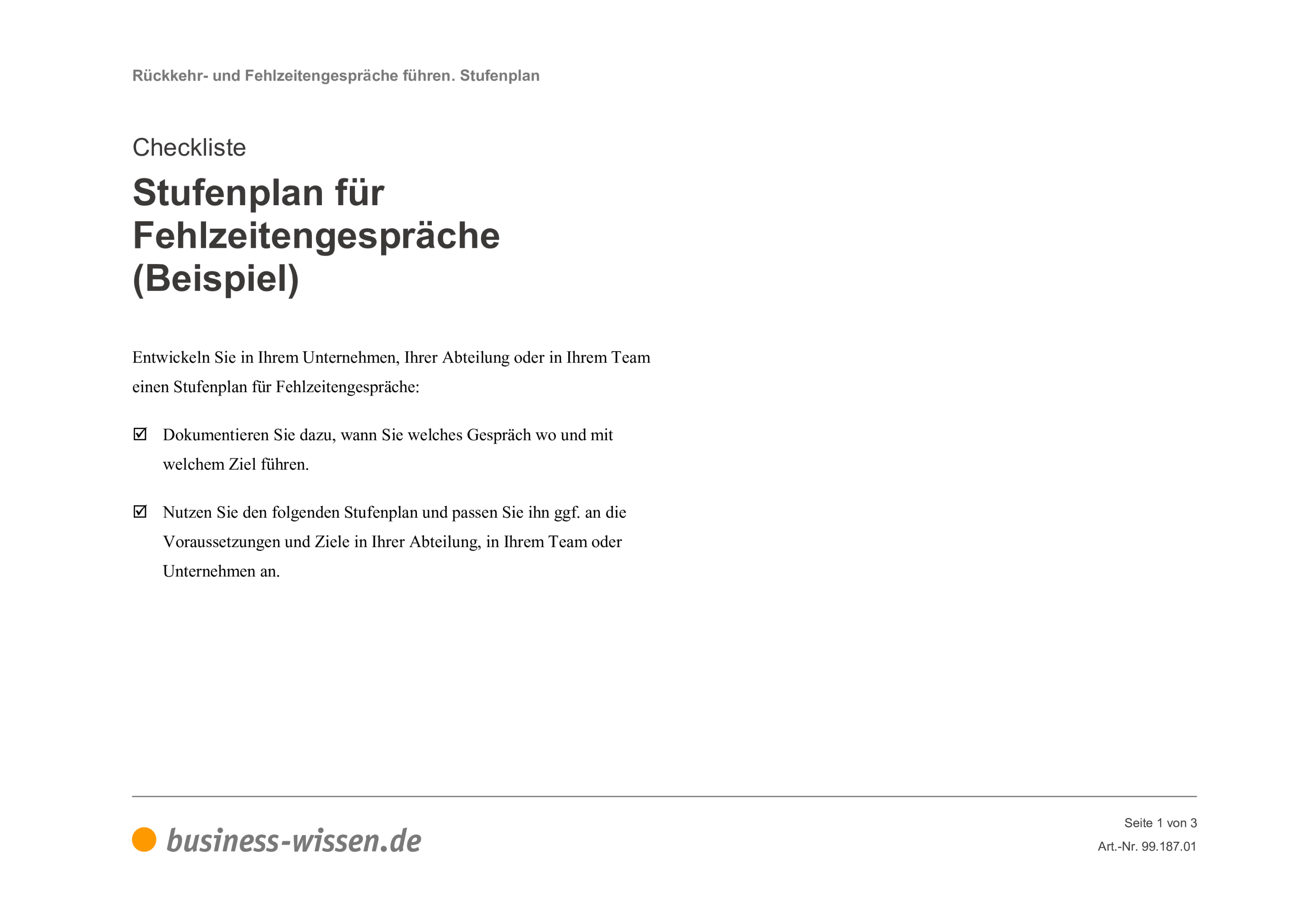 Rückkehr- und Fehlzeitengespräche nach Krankheit führen – Management-Handbuch – business-wissen.de