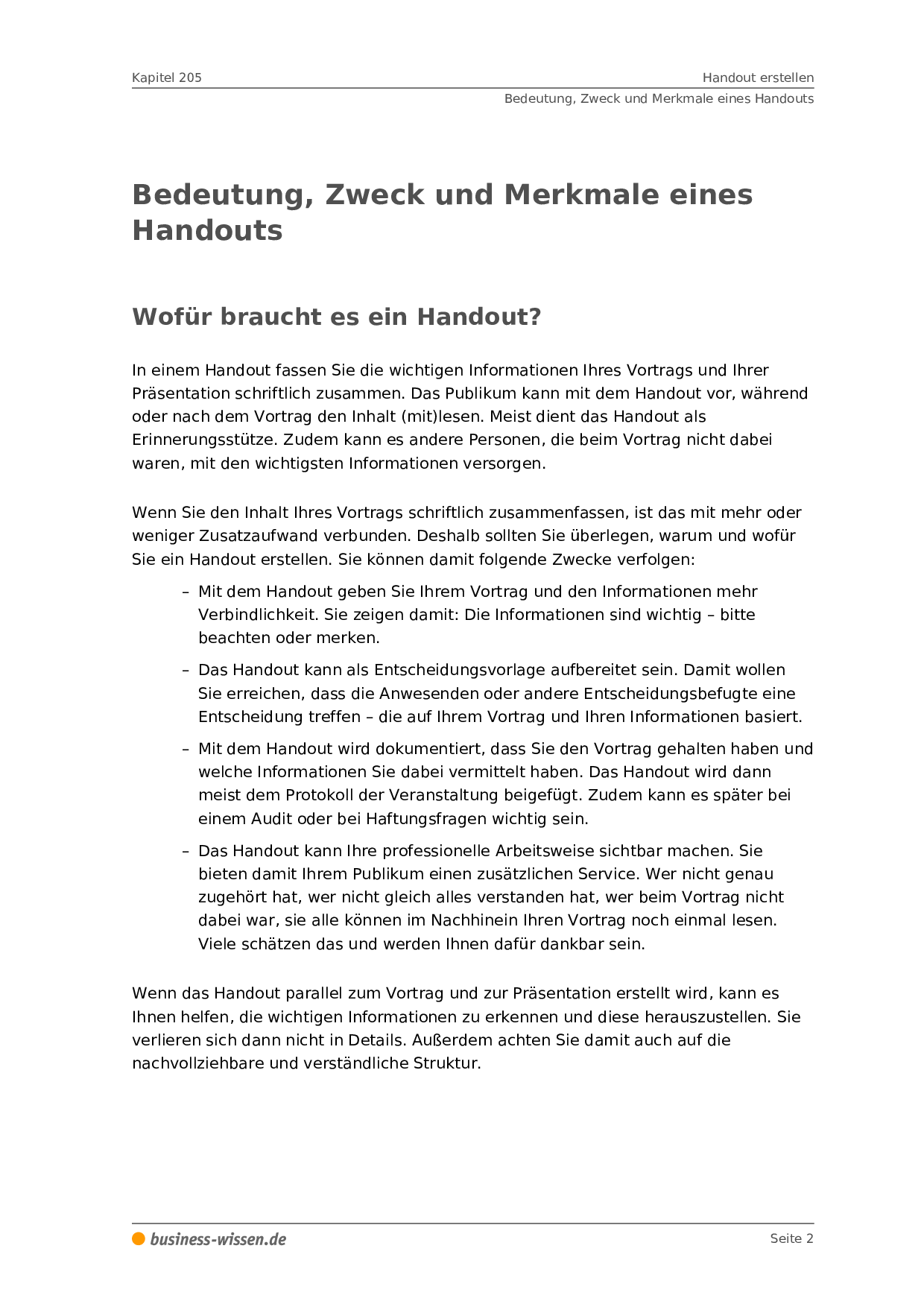 Handout Erstellen Management Handbuch Business Wissen De