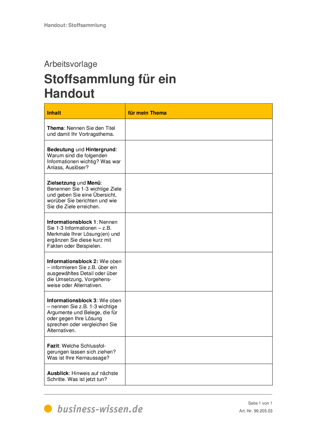 handout presentation vorlage