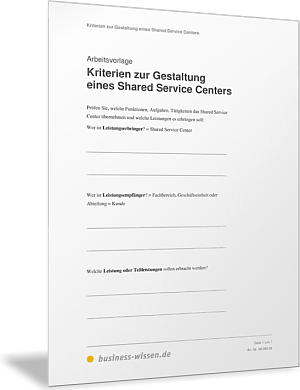 Kriterien zur Gestaltung eines Shared Service Centers