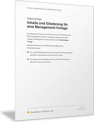 Inhalte und Gliederung für eine Management-Vorlage
