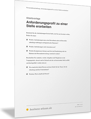 Anforderungsprofil zu einer Stelle erarbeiten