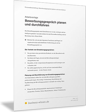 Bewerbungsgespräche planen und durchführen