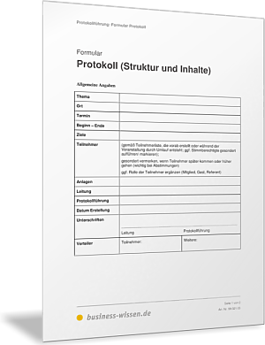 Protokoll simultan schreiben - Formular und Vorlage