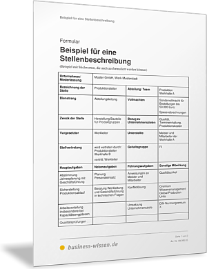Beispiel für eine Stellenbeschreibung