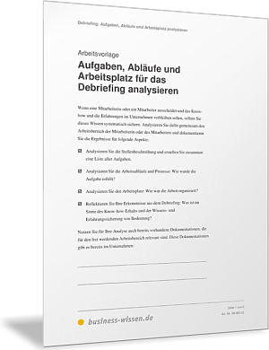 Aufgaben, Abläufe und Arbeitsplatz für das Debriefing analysieren