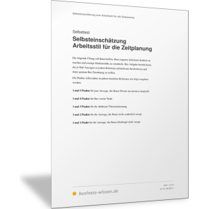 Selbsttest: Selbsteinschätzung Arbeitsstil für die Zeitplanung