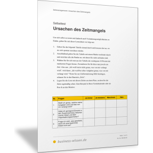 Selbsttest: Ursachen des Zeitmangels