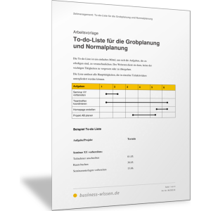 To-do-Liste für die Grob- und Normalplanung