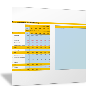Excel-Vorlage für einfachen Businessplan mit Planbilanz und Plan-GuV