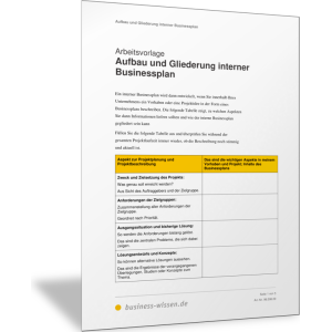 Gliederung für einen internen Businessplan