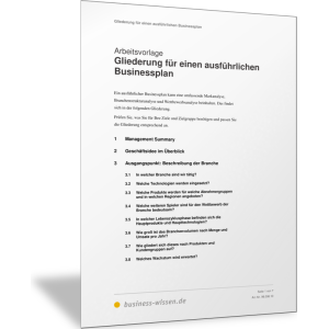 Gliederung für einen ausführlichen Businessplan