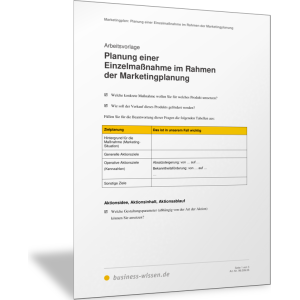 Planung einer Einzelmaßnahme im Rahmen der Marketingplanung