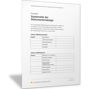 Systematik der Dokumentenablage für das Qualitätsmanagement