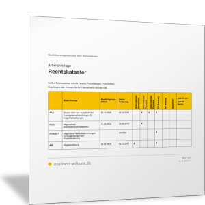 Rechtskataster - Übersicht rechtliche Bestimmungen für das Unternehmen