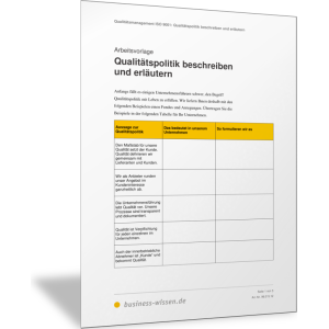 Qualitätspolitik beschreiben und erläutern
