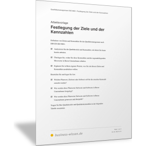 Festlegung der Ziele und der Kennzahlen