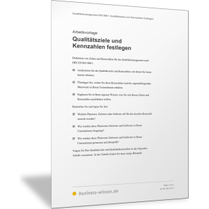 Qualitätsziele und Kennzahlen festlegen