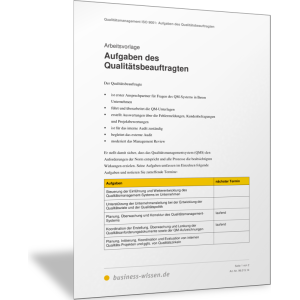 Aufgaben des Qualitätsbeauftragten