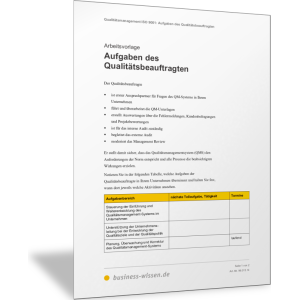 Aufgaben des Qualitätsbeauftragten