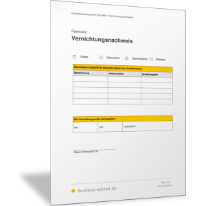 Vernichtungsnachweis für Dokumente zum Qualitätsmanagement