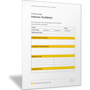 Interner Auditplan für das Qualitätsaudit