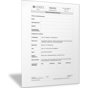Muster-Formular für eine Arbeitsanweisung nach ISO 9001