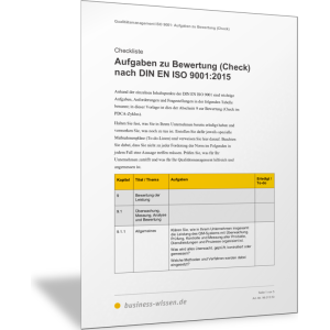 Checkliste: DIN EN ISO 9001:2015 – Bewertung