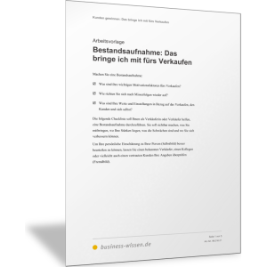 Bestandsaufnahme: Das bringe ich mit fürs Verkaufen
