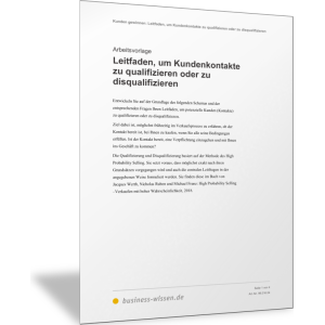 Leitfaden: Kundenkontakte qualifizieren oder disqualifizieren