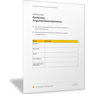 Einfaches Argumentationsschema für Präsentationen