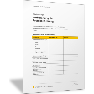Vorbereitung der Protokollführung