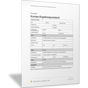 Kurzes Ergebnisprotokoll erstellen