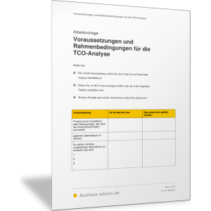 Voraussetzungen und Rahmenbedingungen für die TCO-Analyse prüfen