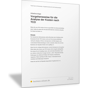 Vorgehensweise für die Analyse der Kosten nach TCO