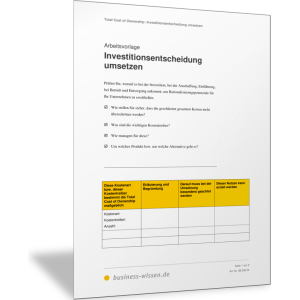 Investitionsentscheidung umsetzen