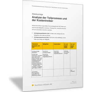 Analyse der Teilprozesse und der Kostentreiber