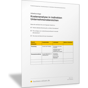 Kostenanalyse in indirekten Unternehmensbereichen