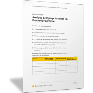 Einsparpotenziale im Produktprogramm analysieren