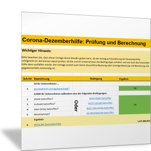 Prüfung Berechtigung und Berechnung der Corona-Dezemberhilfe