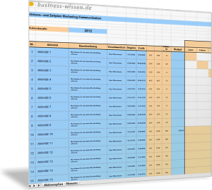 Marketing-Kommunikation: Aktions- und Zeitplan in der Monats-Ansicht